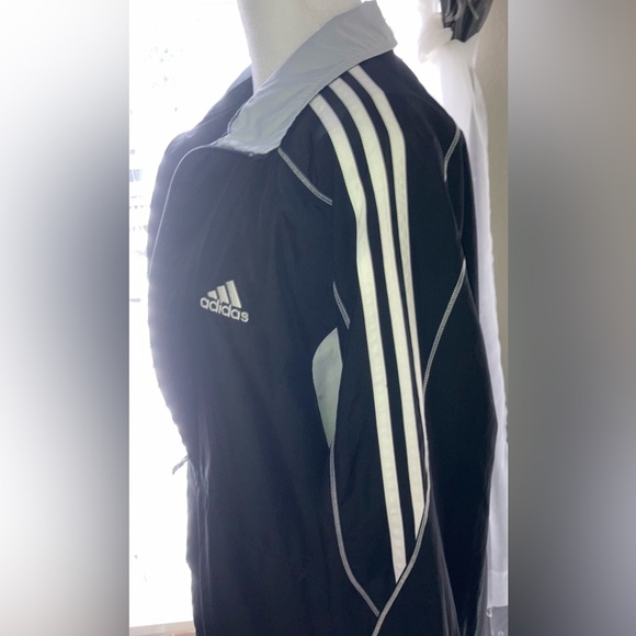 Adidas Men’s Clima Proof 100% Polyester Lightweight Black Windbreaker Jacket Lg - Picture 14 of 16